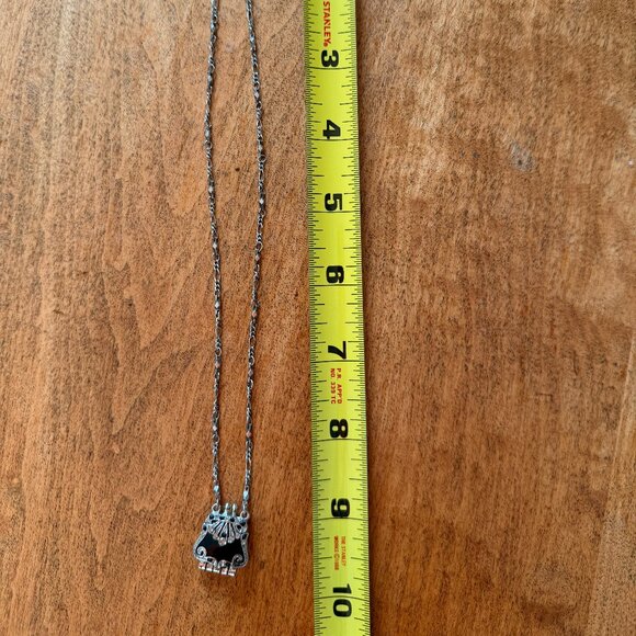 Vintage-Style Black & Silver Tone Purse Handbag Locket Necklace - Picture 4 of 4